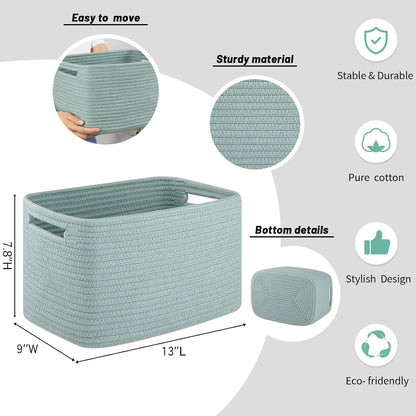 4 Pack Storage Baskets for Organizing Toys, Towels, and Clothes, Woven Basket for Shelves, Sturdy Nursery Cube Bins for Storage, 13''L x9''W x7.8''H, Purple