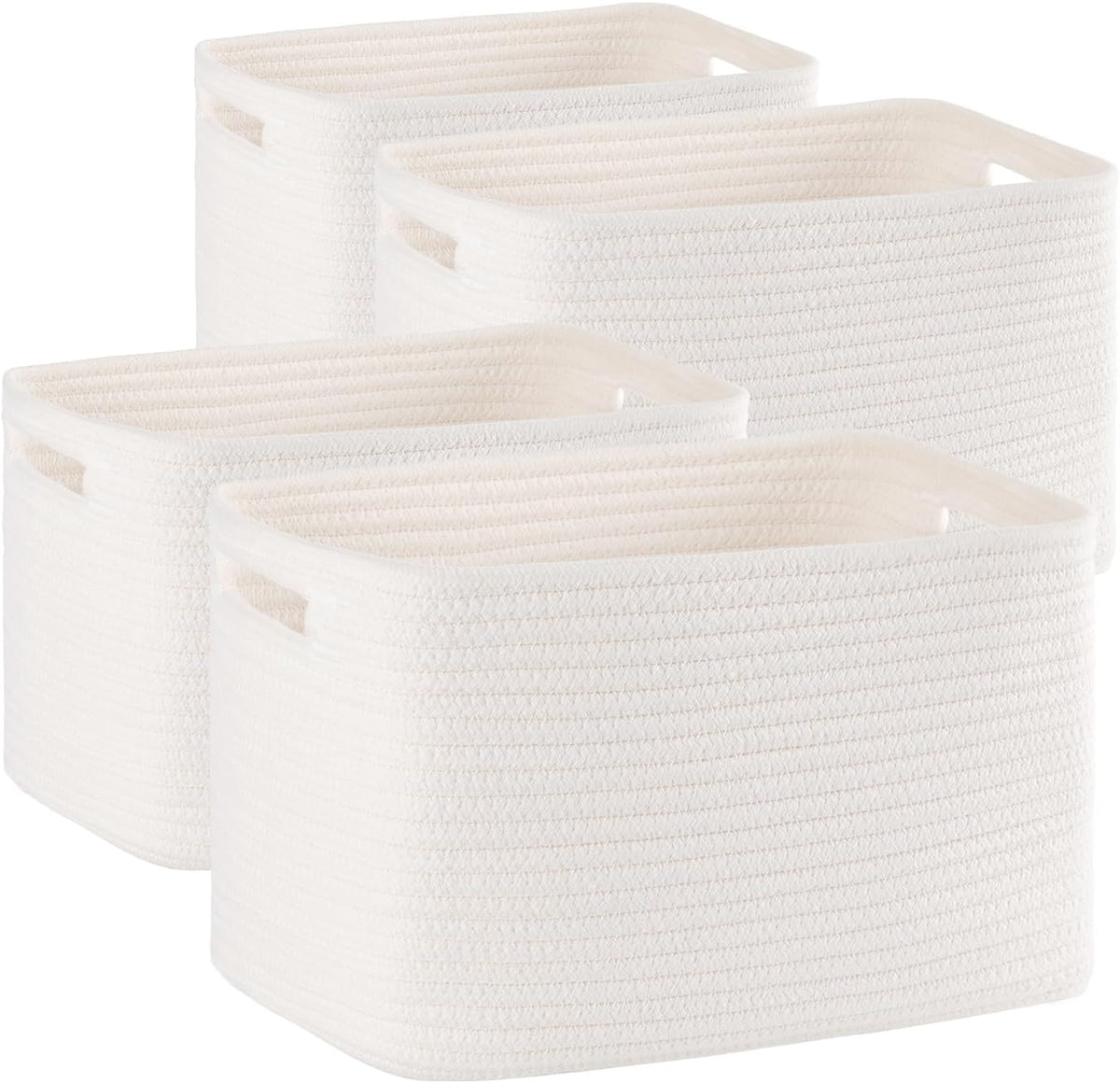 4 Pack Storage Baskets for Organizing Toys, Towels, and Clothes, Woven Basket for Shelves, Sturdy Nursery Cube Bins for Storage, 13''L x9''W x7.8''H, Purple