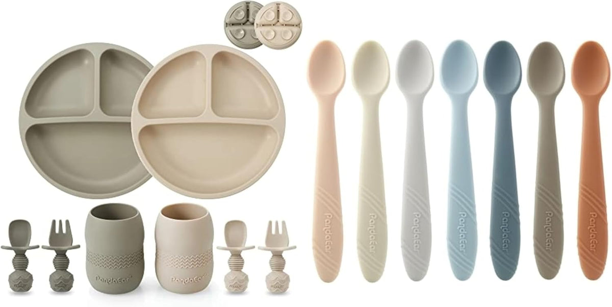 Silicone Baby Feeding Set & 7 Pack Silicone Baby Feeding Spoons
