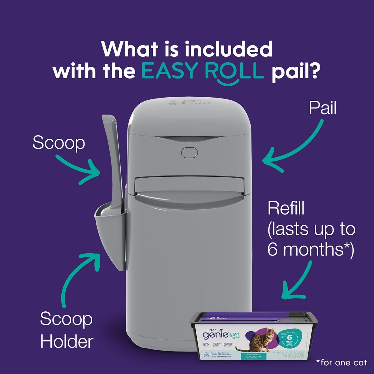 Platinum Stainless Steel Pail with Easy Roll Refill, 12 bags
