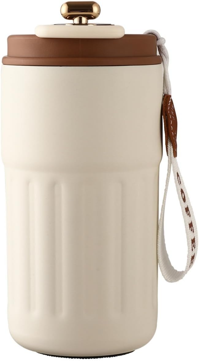 Anti Impact No Tip Desk Mug Stainless Steel Vacuum Insulated Mug | with Spill Resistant Lid and Strong Handle Shatterproof Cups for Cold Drinks Hot Beverages