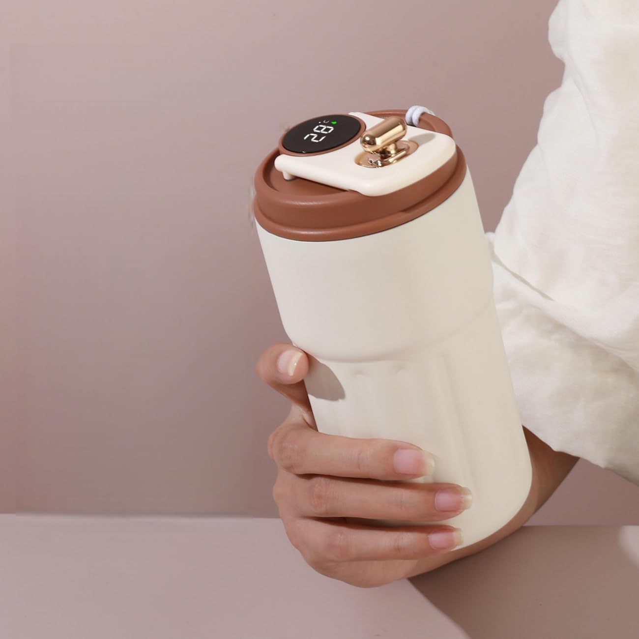 Anti Impact No Tip Desk Mug Stainless Steel Vacuum Insulated Mug | with Spill Resistant Lid and Strong Handle Shatterproof Cups for Cold Drinks Hot Beverages