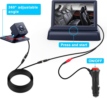 Baby Car Mirror with 4.3'' HD Night Vision Function Display, Safety Car Seat Camera with Wide Crystal Clear View, Easily Observe The Baby’s Move(Not USB)