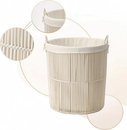 Laundry Basket Rope Hamper Bin Organizer With Secure Tie Liner And Handles Lightweight Cotton Rope Design For Clothes Toys Towels suitable for bedroom nursery closet home storage, S