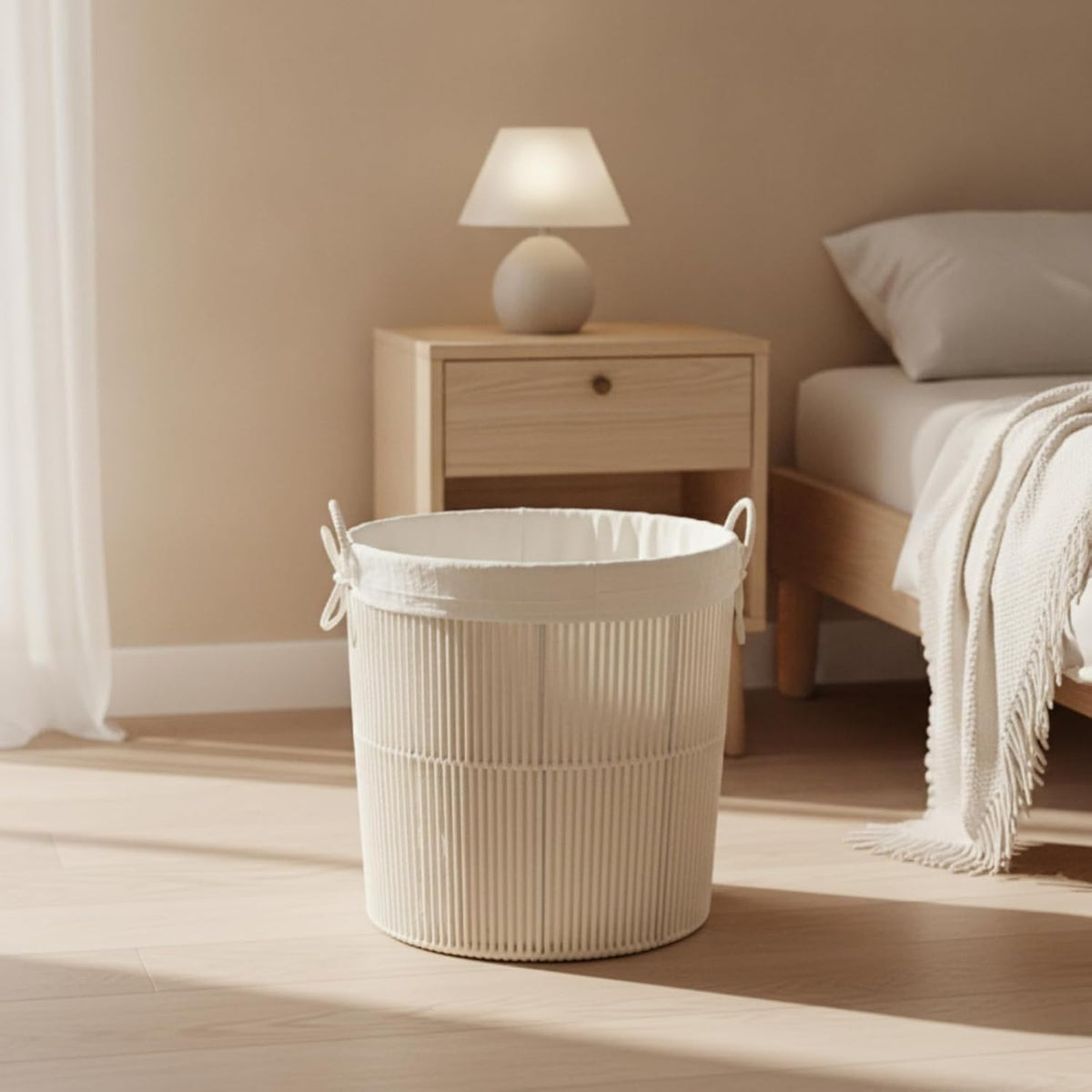 Laundry Basket Rope Hamper Bin Organizer With Secure Tie Liner And Handles Lightweight Cotton Rope Design For Clothes Toys Towels suitable for bedroom nursery closet home storage, S