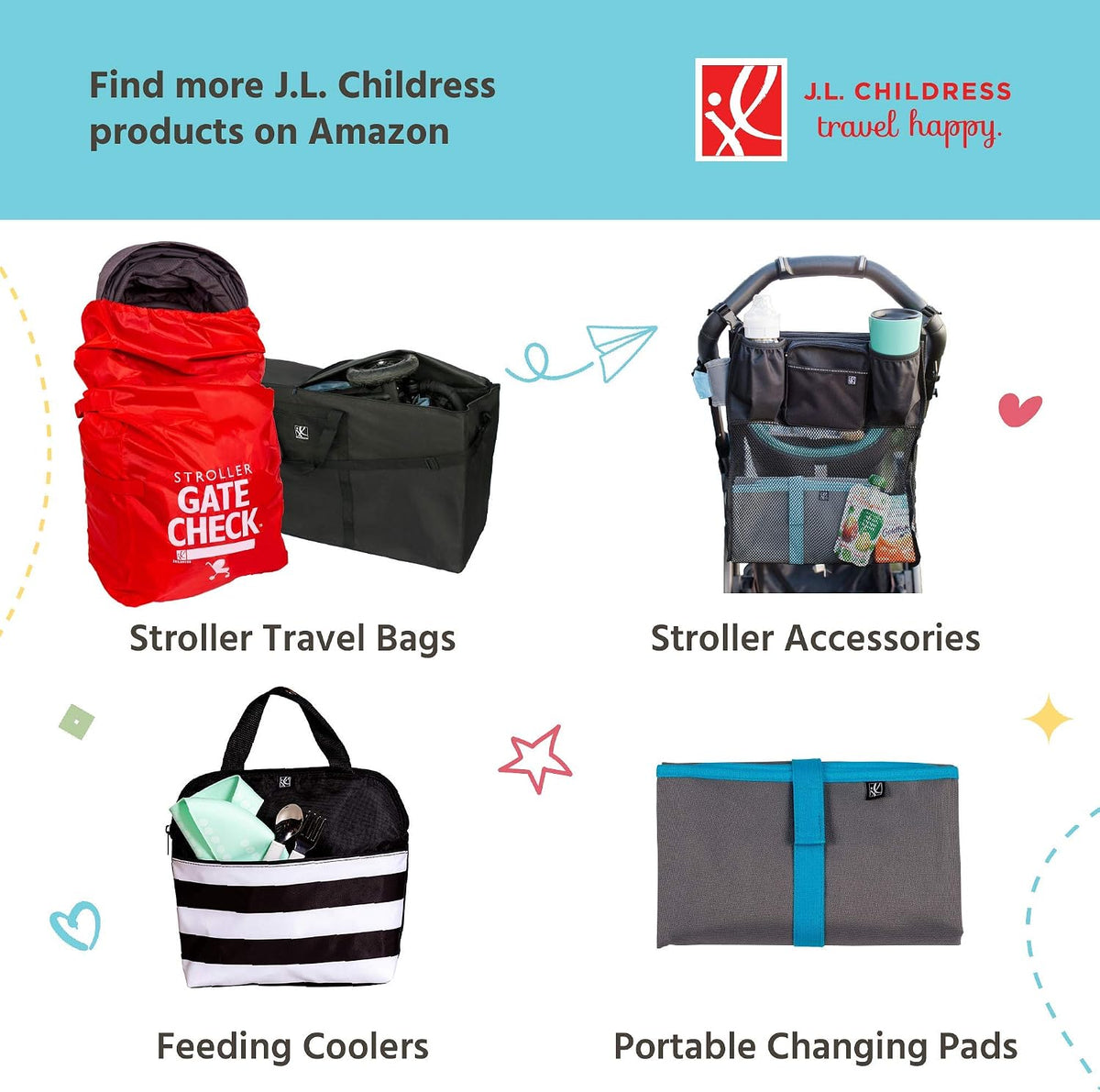 J.L. Childress Backless Booster & Baby Seat Travel Bag - Original, Chevron