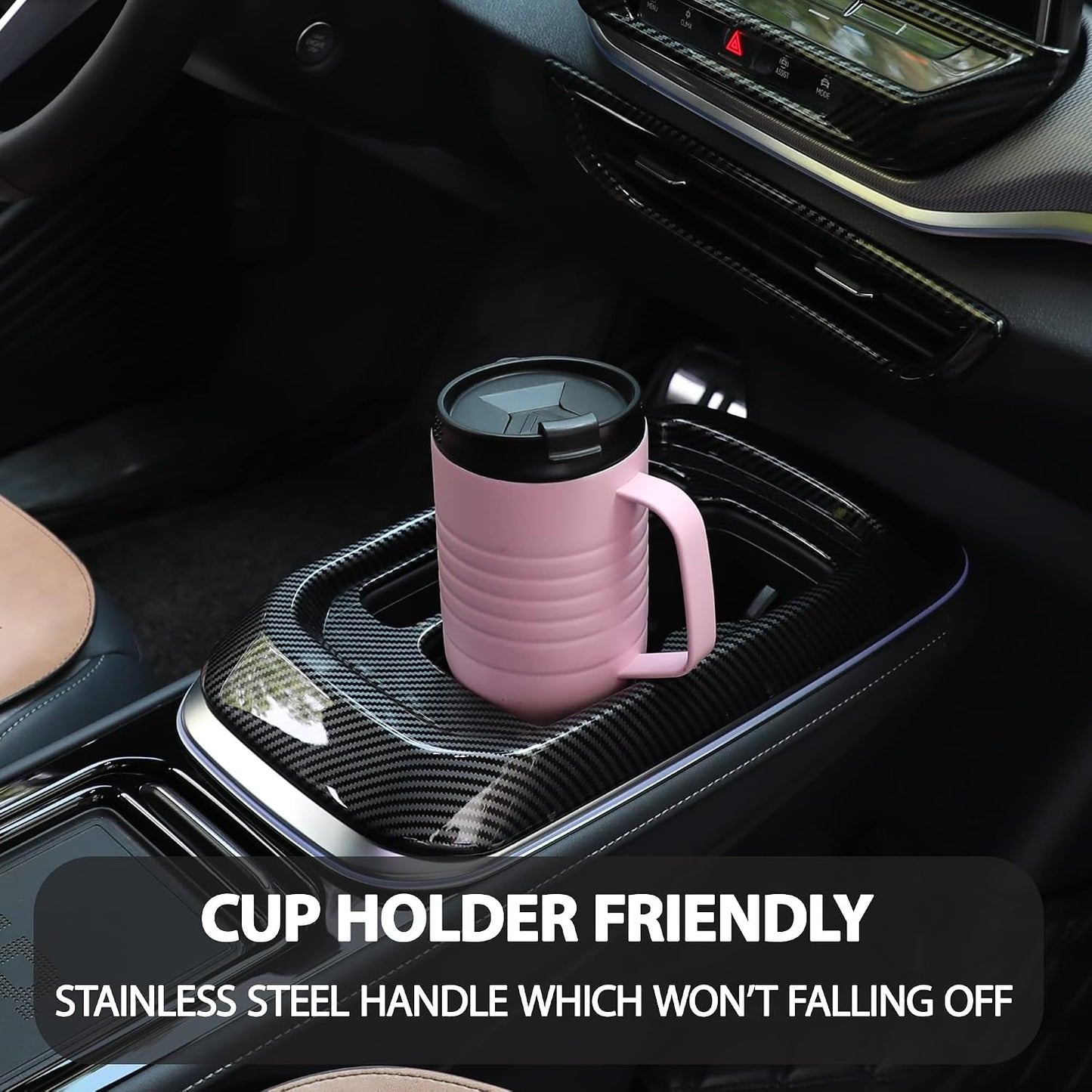 24 oz Travel Mug with Handle, Stainless Steel Vacuum Insulated Coffee Double Wall Travel Mugs with Leakproof Lid, BPA Free
