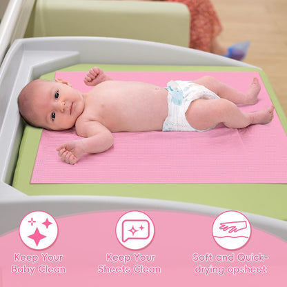 500 Pcs 18'' x 13'' Disposable Changing Pad Liners with Baby Diaper Caddy Bag 2 Ply Disposable Leak Proof Paper Liners for Surface Protection Disposable Diaper Pads for Baby Changing Station