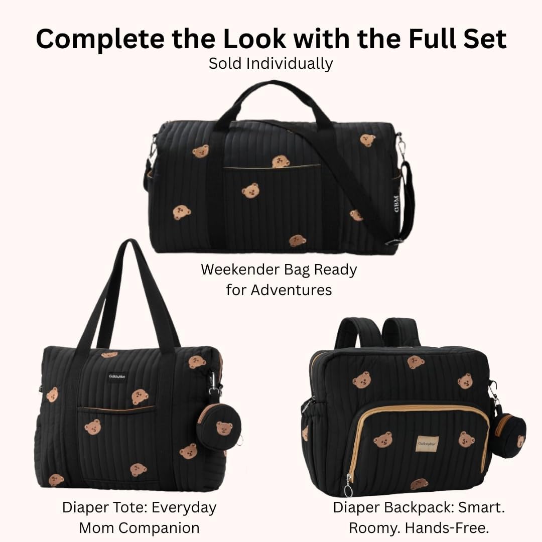 Diaper Bag Backpack with Changing Pad - Travel Baby Bag, Insulated Bottle Pockets, Stroller Straps (Medium - Black Flowers)