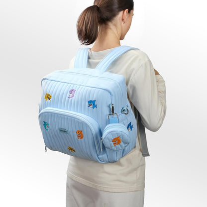 Diaper Bag Backpack with Changing Pad - Travel Baby Bag, Insulated Bottle Pockets, Stroller Straps (Medium - Black Flowers)