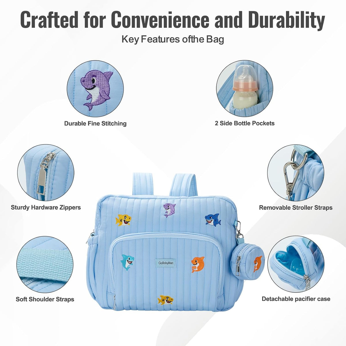 Diaper Bag Backpack with Changing Pad - Travel Baby Bag, Insulated Bottle Pockets, Stroller Straps (Medium - Black Flowers)