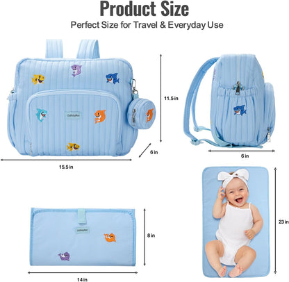 Diaper Bag Backpack with Changing Pad - Travel Baby Bag, Insulated Bottle Pockets, Stroller Straps (Medium - Black Flowers)