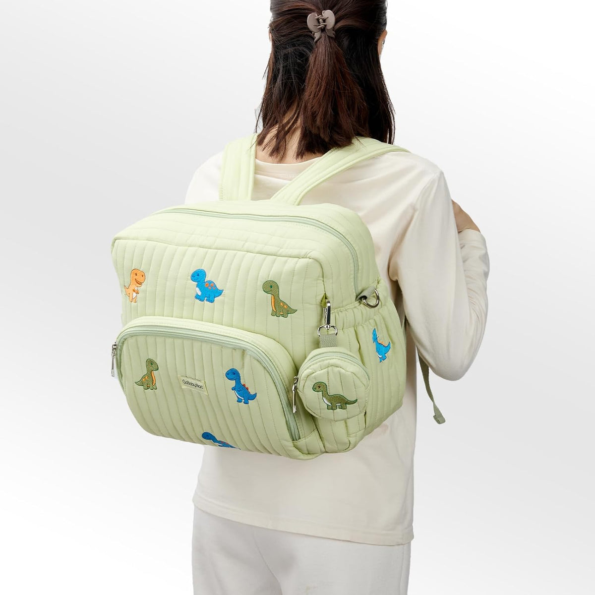 Diaper Bag Backpack with Changing Pad - Travel Baby Bag, Insulated Bottle Pockets, Stroller Straps (Medium - Black Flowers)