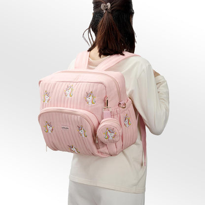 Diaper Bag Backpack with Changing Pad - Travel Baby Bag, Insulated Bottle Pockets, Stroller Straps (Medium - Black Flowers)