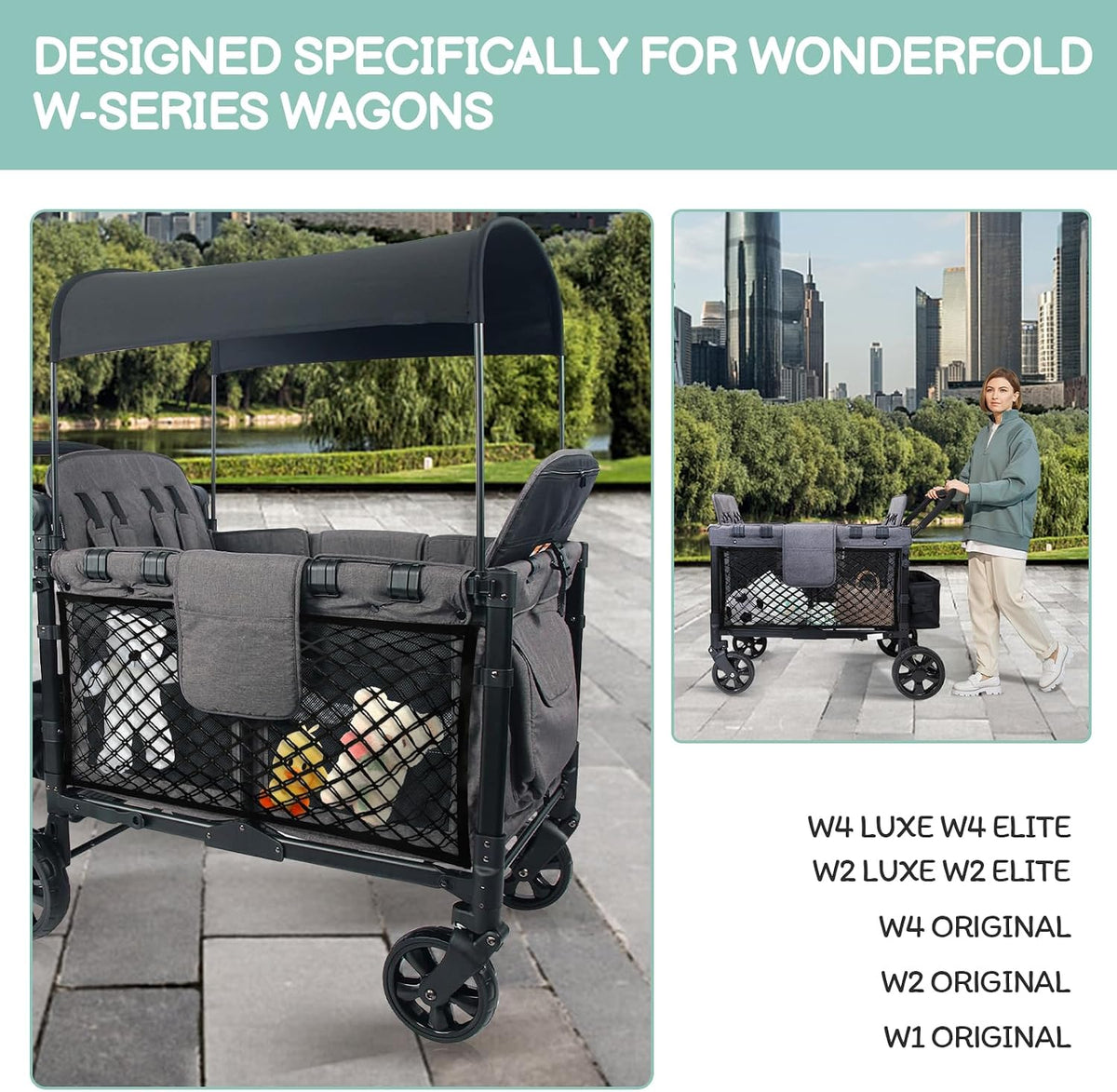 Stroller Wagon Cargo Net, Baby Stroller Organizer Mesh Cargo Net for Extra Storage Space Large Storage Capacity, Stroller Wagon Accessories - Compatible with WONDERFOLD All W-Series Models