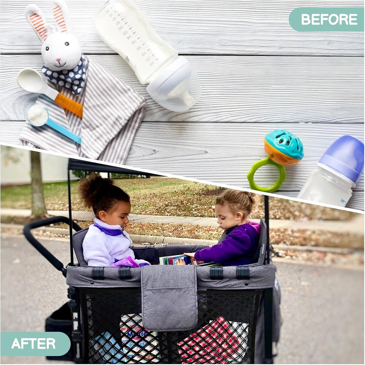 Stroller Wagon Cargo Net, Baby Stroller Organizer Mesh Cargo Net for Extra Storage Space Large Storage Capacity, Stroller Wagon Accessories - Compatible with WONDERFOLD All W-Series Models
