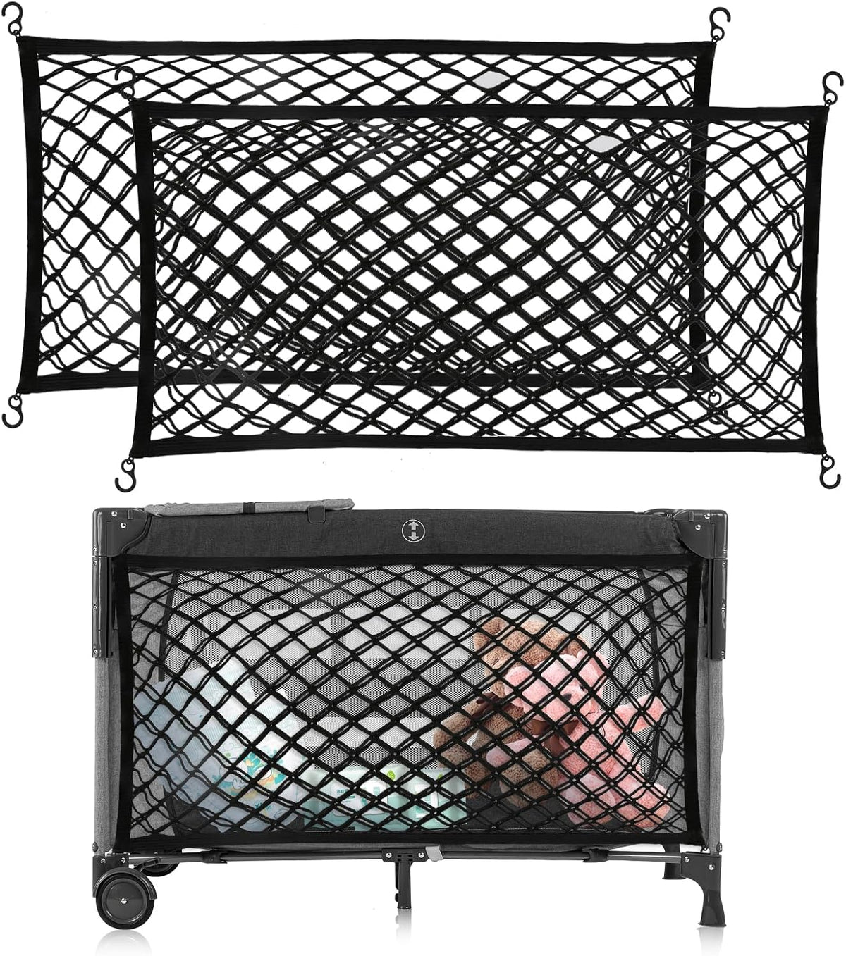 Stroller Wagon Cargo Net, Baby Stroller Organizer Mesh Cargo Net for Extra Storage Space Large Storage Capacity, Stroller Wagon Accessories - Compatible with WONDERFOLD All W-Series Models