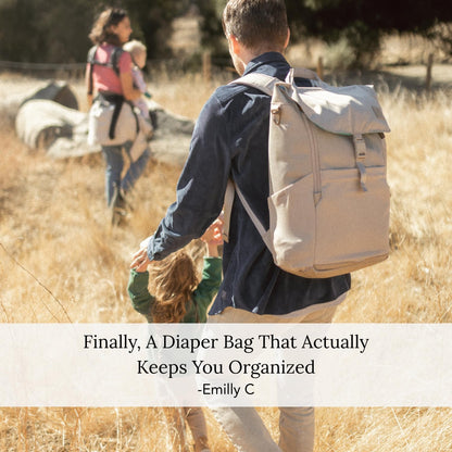 Diaper Bag Backpack – Large Baby Bag for Moms & Dads – Water-Resistant, Unisex Travel Kit for New Parents – Includes Changing Pad and 2 Organizer Pouches (Outdoorsy Sage)