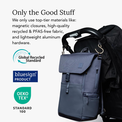Diaper Bag Backpack – Large Baby Bag for Moms & Dads – Water-Resistant, Unisex Travel Kit for New Parents – Includes Changing Pad and 2 Organizer Pouches (Outdoorsy Sage)