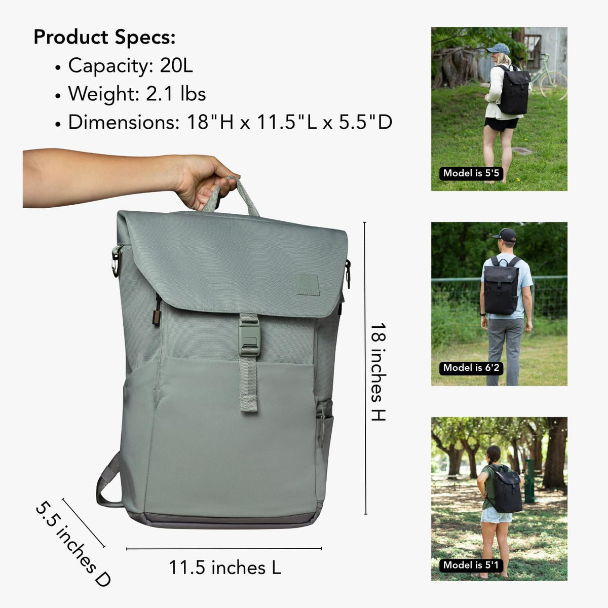 Diaper Bag Backpack – Large Baby Bag for Moms & Dads – Water-Resistant, Unisex Travel Kit for New Parents – Includes Changing Pad and 2 Organizer Pouches (Outdoorsy Sage)