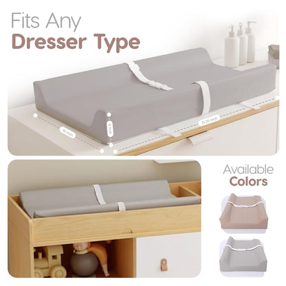Waterproof Vegan Leather Contoured Baby Changing Pad | Wipe-Clean PU Leather Diaper Change Mat, Soft, Wipeable Removable & Washable Cover, Non-Slip Bottom, Standard Infant Diaper Table & Dresser Tan