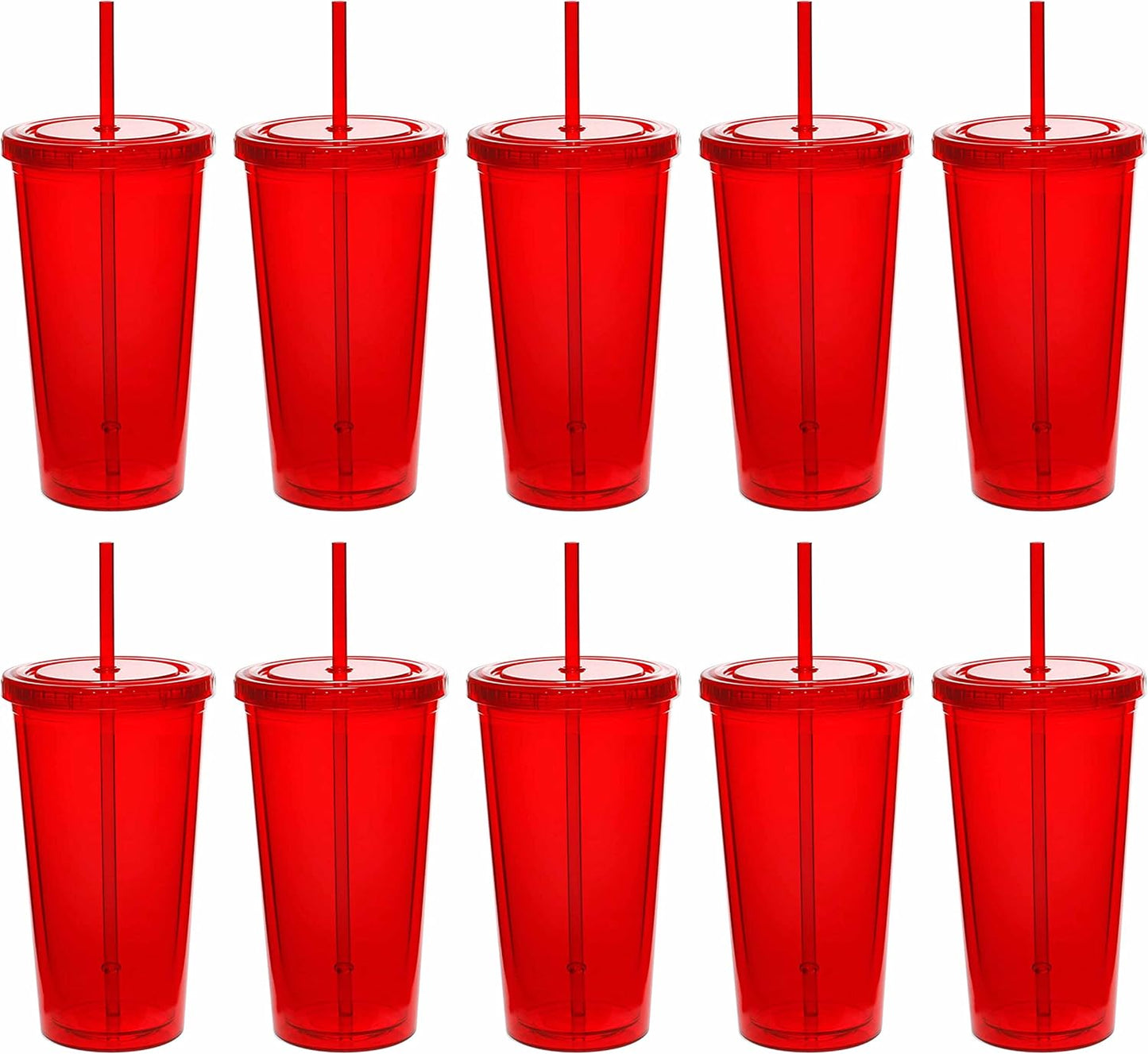 Custom Double Wall Acrylic Tumblers 20 oz. Set of 10/50/100, Personalized Bulk Pack - BPA Free, Perfect for Iced Coffee, Soda, Other Hot & Cold Beverages - Clear