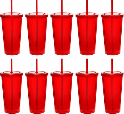 Custom Double Wall Acrylic Tumblers 20 oz. Set of 10/50/100, Personalized Bulk Pack - BPA Free, Perfect for Iced Coffee, Soda, Other Hot & Cold Beverages - Clear