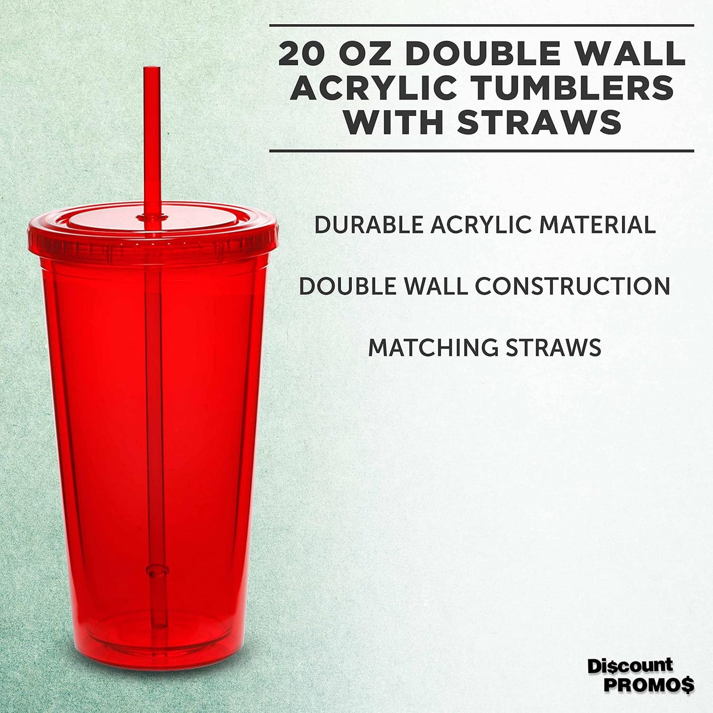 Custom Double Wall Acrylic Tumblers 20 oz. Set of 10/50/100, Personalized Bulk Pack - BPA Free, Perfect for Iced Coffee, Soda, Other Hot & Cold Beverages - Clear