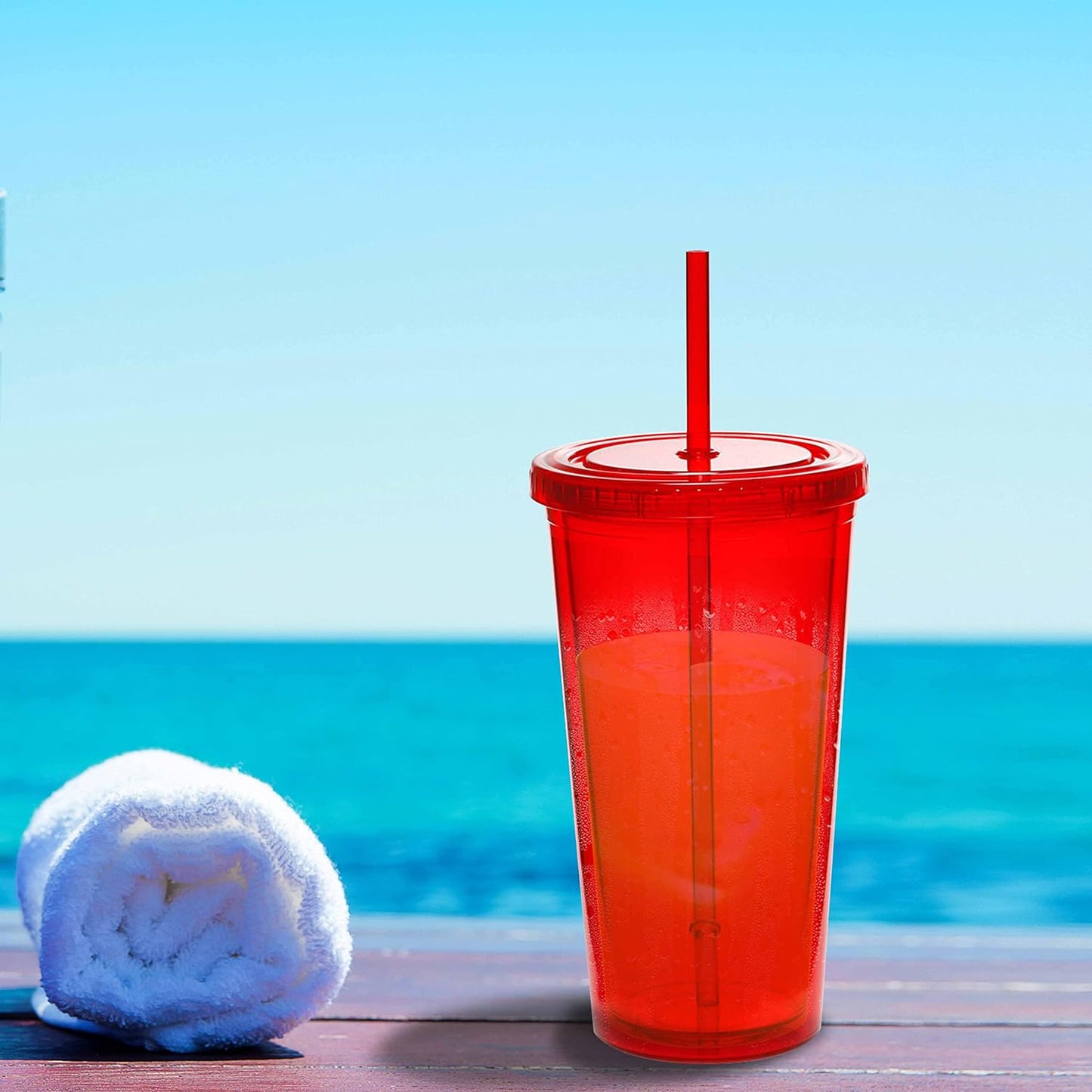 Custom Double Wall Acrylic Tumblers 20 oz. Set of 10/50/100, Personalized Bulk Pack - BPA Free, Perfect for Iced Coffee, Soda, Other Hot & Cold Beverages - Clear