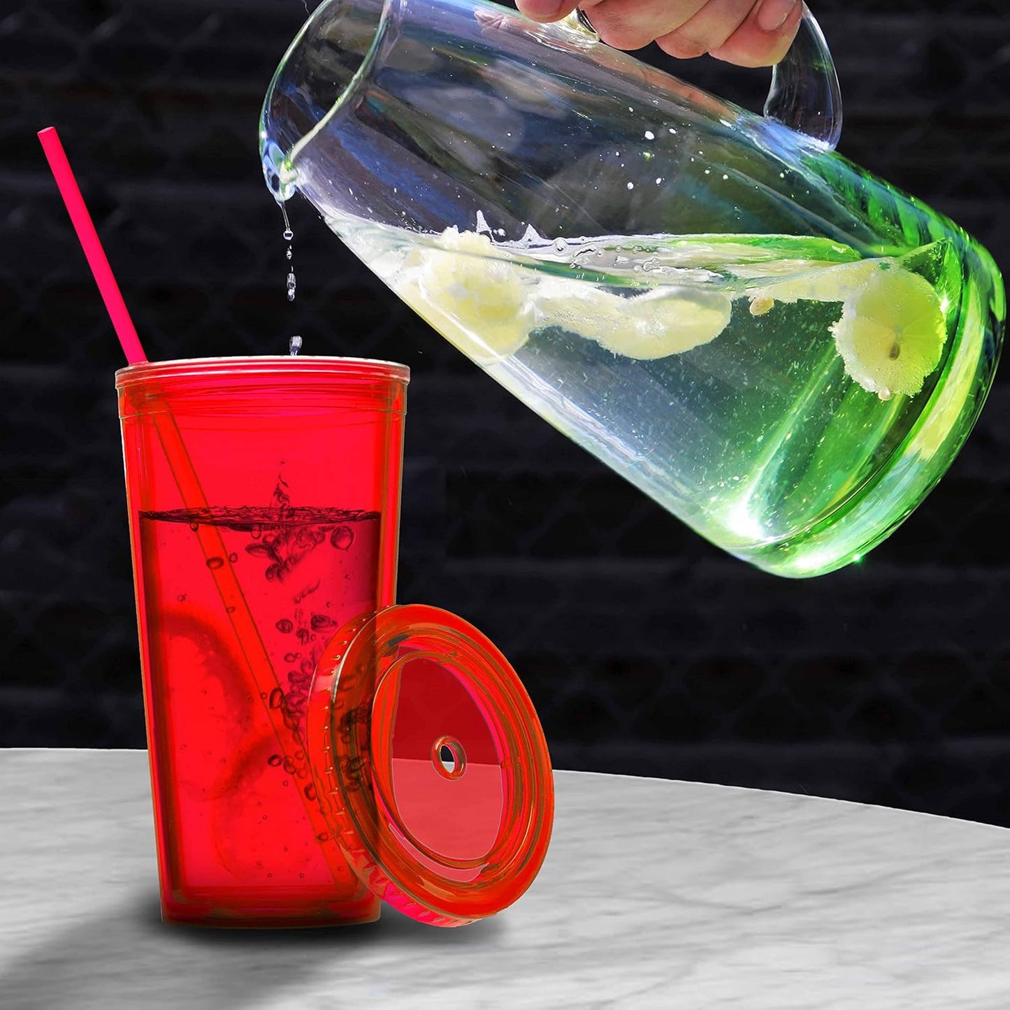 Custom Double Wall Acrylic Tumblers 20 oz. Set of 10/50/100, Personalized Bulk Pack - BPA Free, Perfect for Iced Coffee, Soda, Other Hot & Cold Beverages - Clear