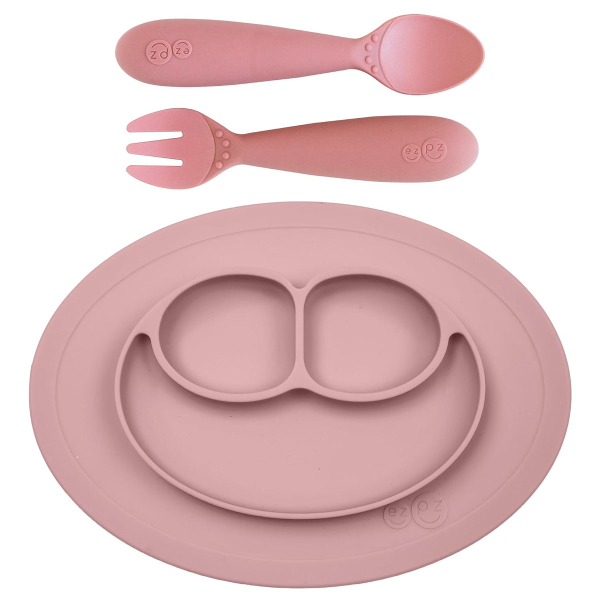 Mini Mat (Blush) + Mini Utensils (Fork & Spoon in Blush) - Toddler essentials mat and spoon