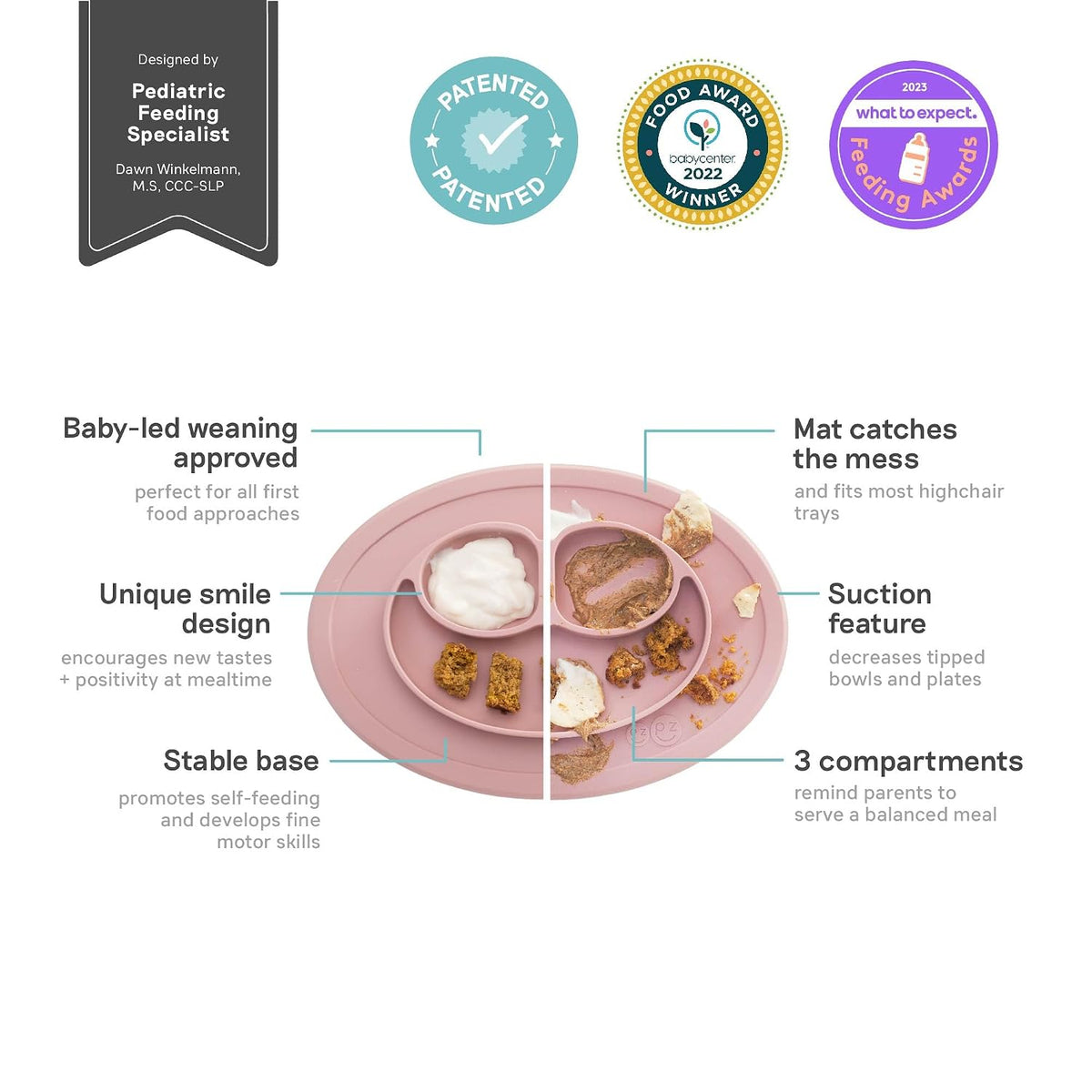 Mini Mat (Blush) + Mini Utensils (Fork & Spoon in Blush) - Toddler essentials mat and spoon
