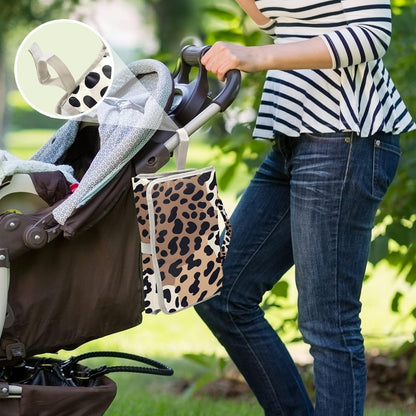 Baby Portable Diaper Changing Pad Waterproof Leopard Retro Cheetah Print Diaper Changing Mat with Wipes Pocket Foldable Travel Changing Pad Bag