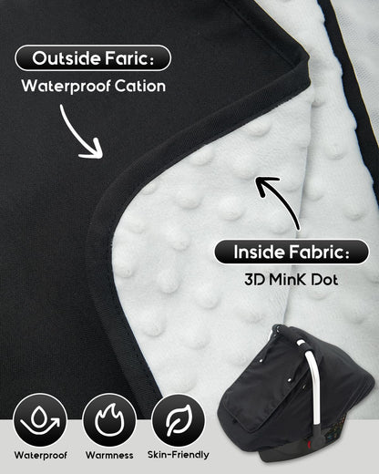 Waterproof Car Seat Cover Baby, 3D Mink Dot Infant Car Seat Cover with 2 Breathable Vents, Universal Carseat Canopy for Girls Boys, Baby Carrier Cover for All Seasons, Protect from Sunlight Rain