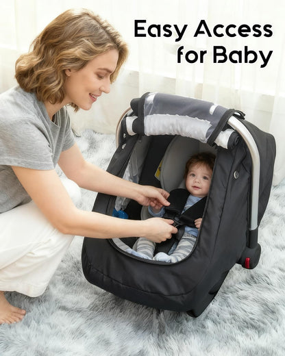 Waterproof Car Seat Cover Baby, 3D Mink Dot Infant Car Seat Cover with 2 Breathable Vents, Universal Carseat Canopy for Girls Boys, Baby Carrier Cover for All Seasons, Protect from Sunlight Rain