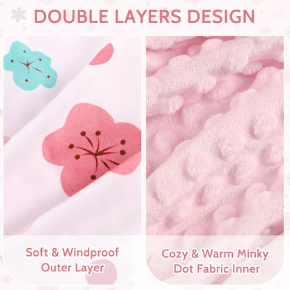Car Seat Cover Baby Boy, Infant Car Seat Canopy Covers for Newborn with 2 Layers Windows of Breathable Mesh Fabric, Lightweight Polyester/Soft Minky Dot Backing