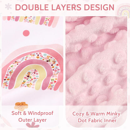 Car Seat Cover Baby Boy, Infant Car Seat Canopy Covers for Newborn with 2 Layers Windows of Breathable Mesh Fabric, Lightweight Polyester/Soft Minky Dot Backing