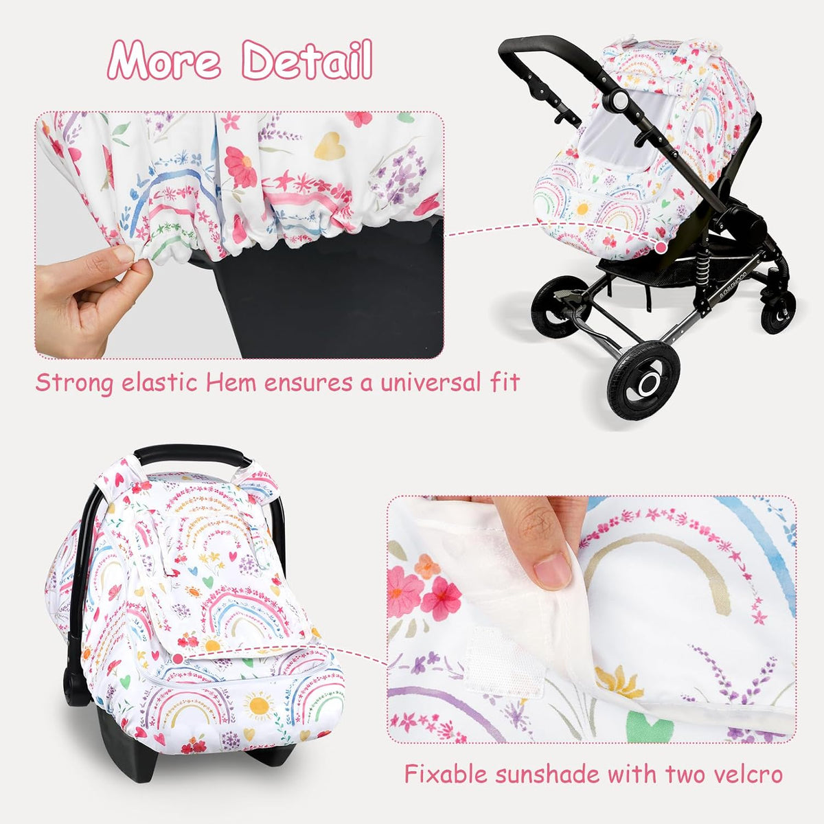 Car Seat Cover Baby Boy, Infant Car Seat Canopy Covers for Newborn with 2 Layers Windows of Breathable Mesh Fabric, Lightweight Polyester/Soft Minky Dot Backing