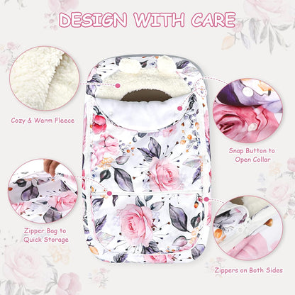 Car Seat Cover Baby Boy, Infant Car Seat Canopy Covers for Newborn with 2 Layers Windows of Breathable Mesh Fabric, Lightweight Polyester/Soft Minky Dot Backing