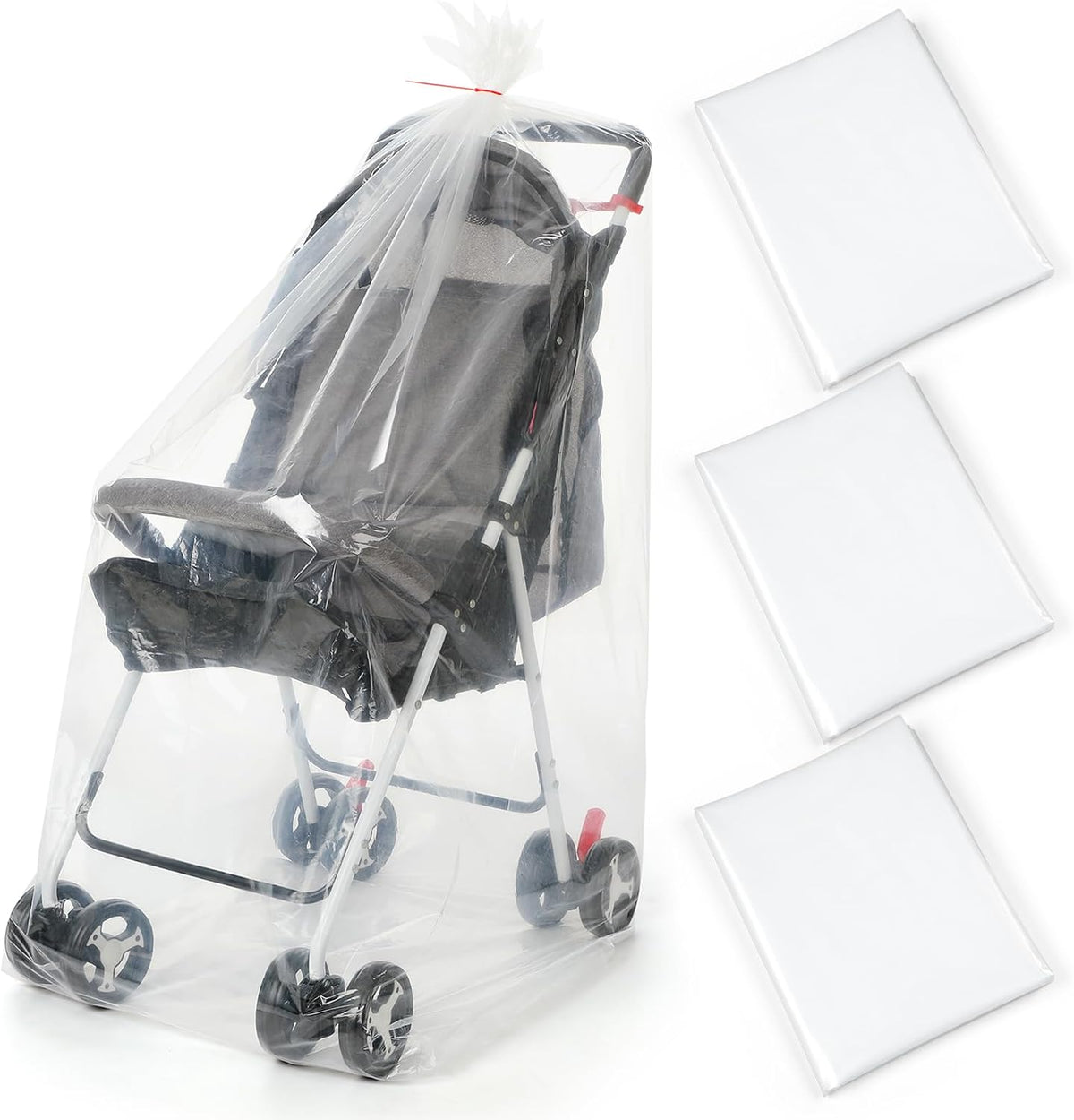 3 Pcs Stroller Storage Bag 39 x 59 Inch Extra Large Clear Plastic