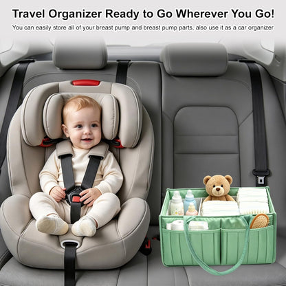 2-Pack Baby Diaper Caddy Organizer,Portable Large Capacity Nursery Storage Basket,Multifunctional Nursery Diaper Holder,Capacity Waterproof Storage Bin for Infant Diapers,Gift for Baby Shower, Green