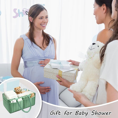 2-Pack Baby Diaper Caddy Organizer,Portable Large Capacity Nursery Storage Basket,Multifunctional Nursery Diaper Holder,Capacity Waterproof Storage Bin for Infant Diapers,Gift for Baby Shower, Green