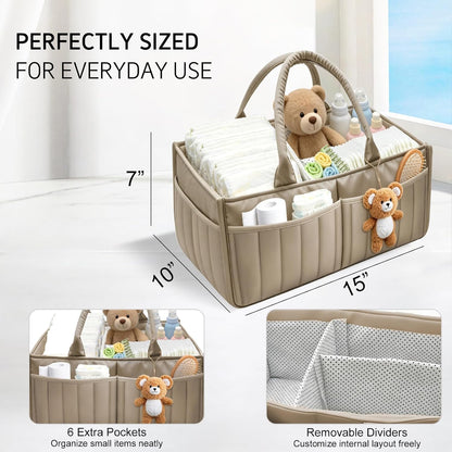 2-Pack Baby Diaper Caddy Organizer,Portable Large Capacity Nursery Storage Basket,Multifunctional Nursery Diaper Holder,Capacity Waterproof Storage Bin for Infant Diapers,Gift for Baby Shower, Green