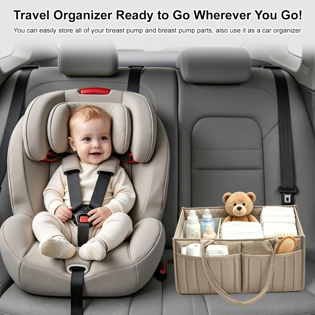 2-Pack Baby Diaper Caddy Organizer,Portable Large Capacity Nursery Storage Basket,Multifunctional Nursery Diaper Holder,Capacity Waterproof Storage Bin for Infant Diapers,Gift for Baby Shower, Green