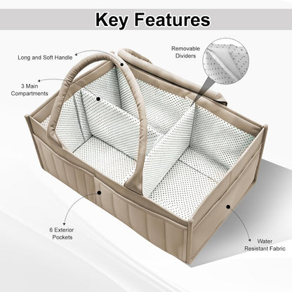 2-Pack Baby Diaper Caddy Organizer,Portable Large Capacity Nursery Storage Basket,Multifunctional Nursery Diaper Holder,Capacity Waterproof Storage Bin for Infant Diapers,Gift for Baby Shower, Green