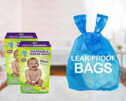 Baby Disposable Diaper Bags, Powder Scent, Easy-Tie, 300 Count