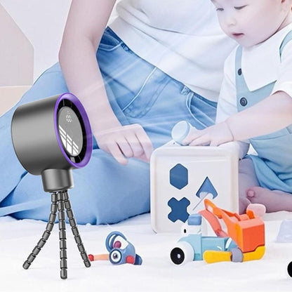 Flexible Tripod Clip Fan Rechargeable Battery Operated Stroller Fan with Digital Display Lithium Ion Battery for Baby Stroller (White)