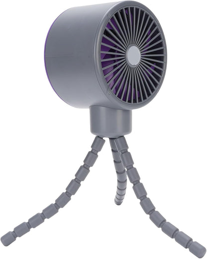 Flexible Tripod Clip Fan Rechargeable Battery Operated Stroller Fan with Digital Display Lithium Ion Battery for Baby Stroller (White)