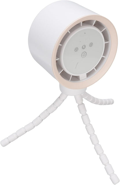 Flexible Tripod Clip Fan Rechargeable Battery Operated Stroller Fan with Digital Display Lithium Ion Battery for Baby Stroller (White)