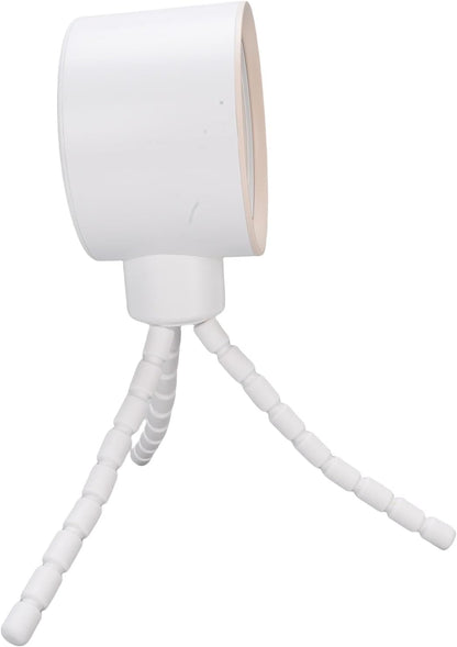 Flexible Tripod Clip Fan Rechargeable Battery Operated Stroller Fan with Digital Display Lithium Ion Battery for Baby Stroller (White)